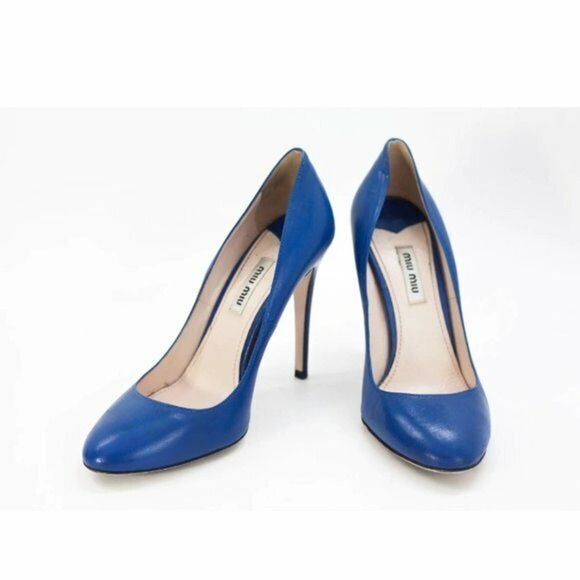 Miu Miu Cobalt Blue Stiletto Pumps Shoes 37 IT (Approx 6.5 US) - Picture 2 of 5